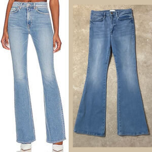 FRAME Blue Jeans Le One Flare Women’s Size 2 Medium Caspio Long Inseam Stretch